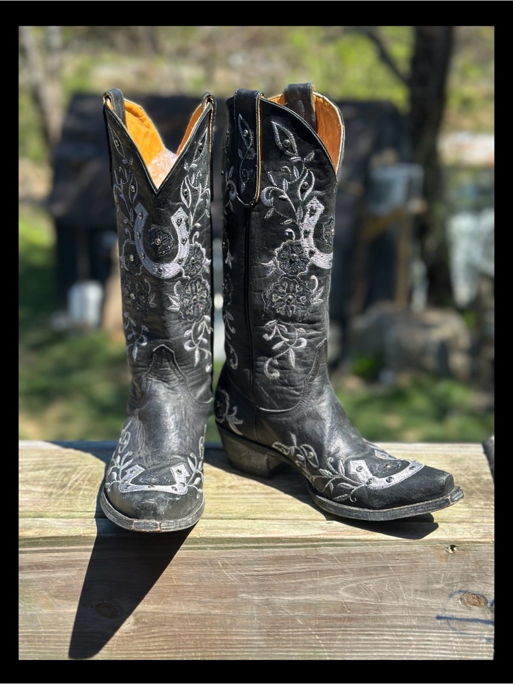Stunning 🤩 Old Gringo “Lucky” Black Leather Embroidered Western Cow Girl Boots